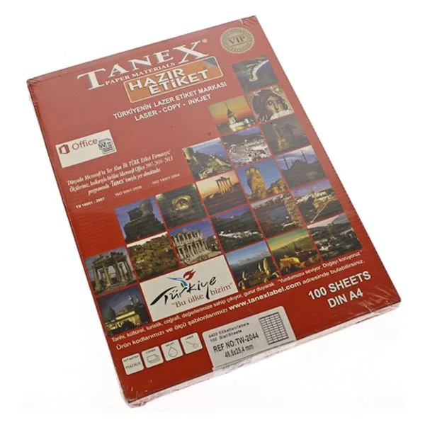Lazer Etiket 48,5X25,4 Tanex Tw-2044 Beyaz 4400 Lü