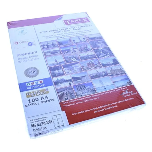 Lazer Etiket 99,1X93,1 Tanex Tw-2006 Beyaz