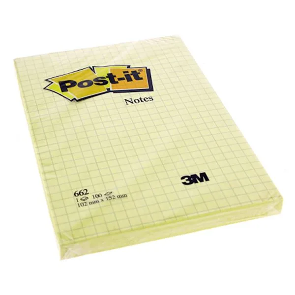 Yapışkan Not Kağıdı 102X152 Post-It 662 Kareli Sarı
