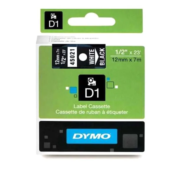 Şerit Etiket Plastik Dymo D1 45021 12 Mm Siyah/Beyaz