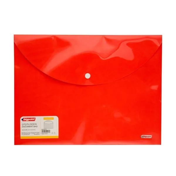 Dosya Zarfı Plastik Çıtçıtlı Bigpoint Bp238-25 A4 Kırmızı