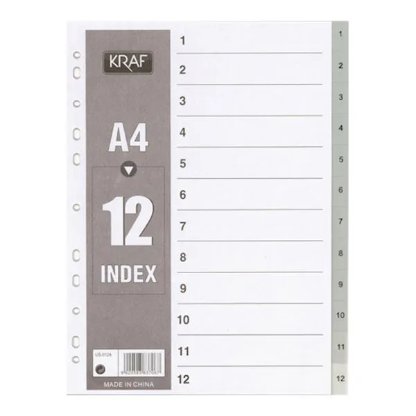 Separatör Plastik 1-12 Rakam Kraf 1012 A4
