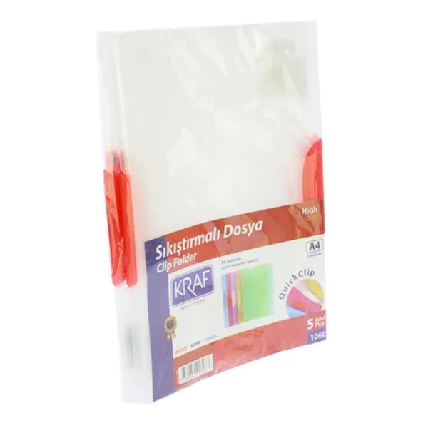 Sıkıştırmalı Dosya Plastik Kraf 1060 A4 Kırmızı