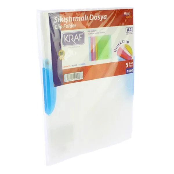 Sıkıştırmalı Dosya Plastik Kraf 1060 A4 Mavi