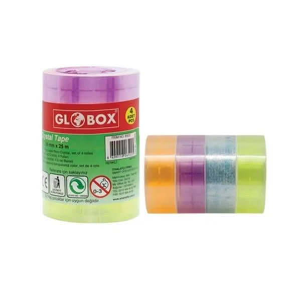 Ofis Bandı Selofan 18 Mm25 Mt Globox 6522 Renkli 4Lü