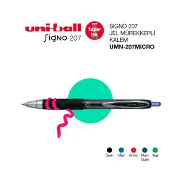 Jel Mürekkepli Kalem Bilye Uç Uni Signo Umn-207 0,5 Mm Mavi Basmalı