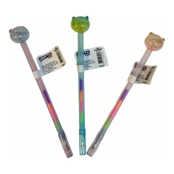 Jel Mürekkepli Kalem Bilye Uç Gıpta K4262 Cat Rainbow