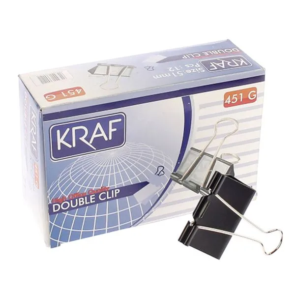 Kağıt Kıskacı Omega Kraf 451G Siyah 51 Mm 12 Li