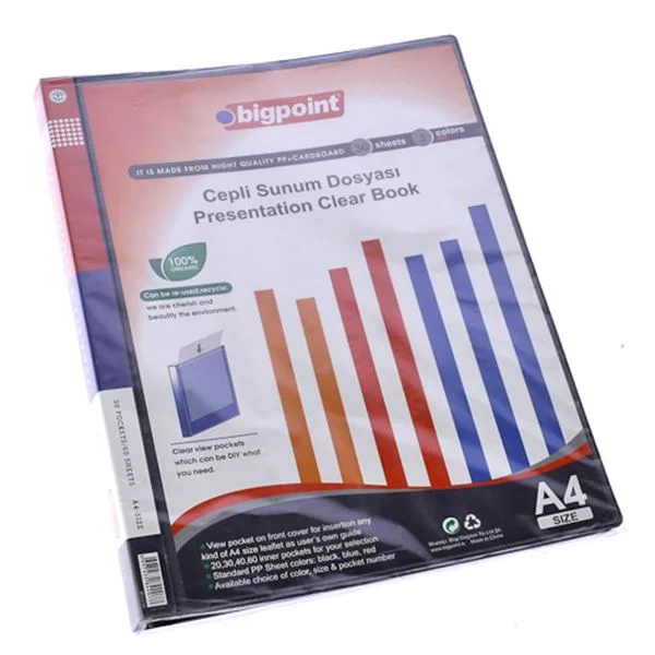 Sunum Dosyası Plastik Bigpoint 30 Yp Bp210-95 A4 Siyah Cepli