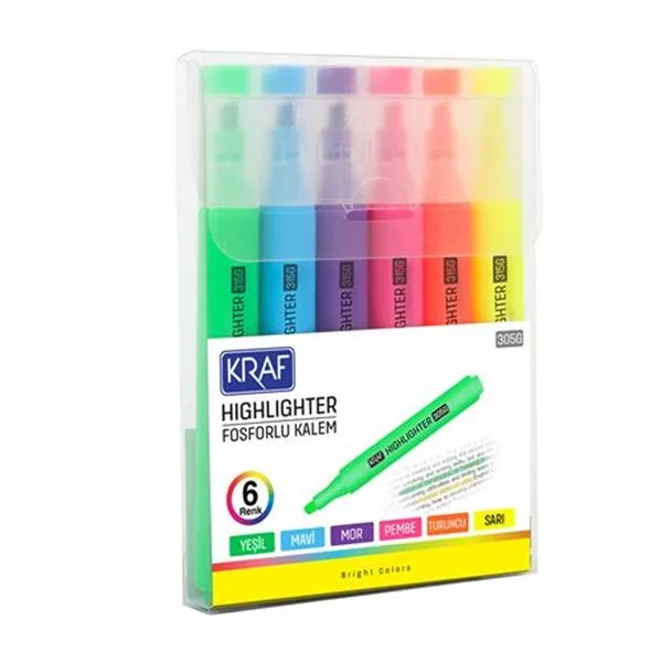 Fosforlu Kalem Seti Kraf 315 Trıo Brıght Colors 6 Lı