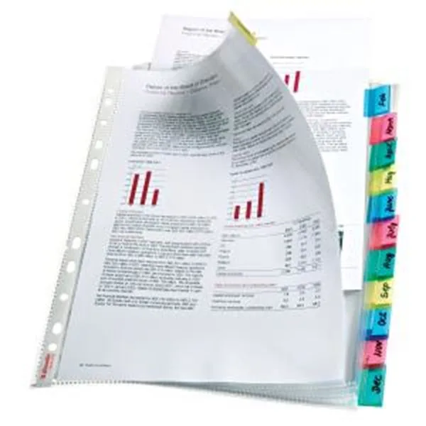 Poşet Dosya Plastik Esselte 414170 A4 Separatörlü Renkli 12 Li