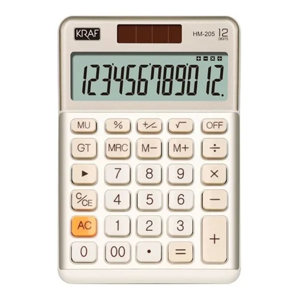 Masaüstü Hesap Makinesi 12Hn Kraf Hm-205 Gd Altın