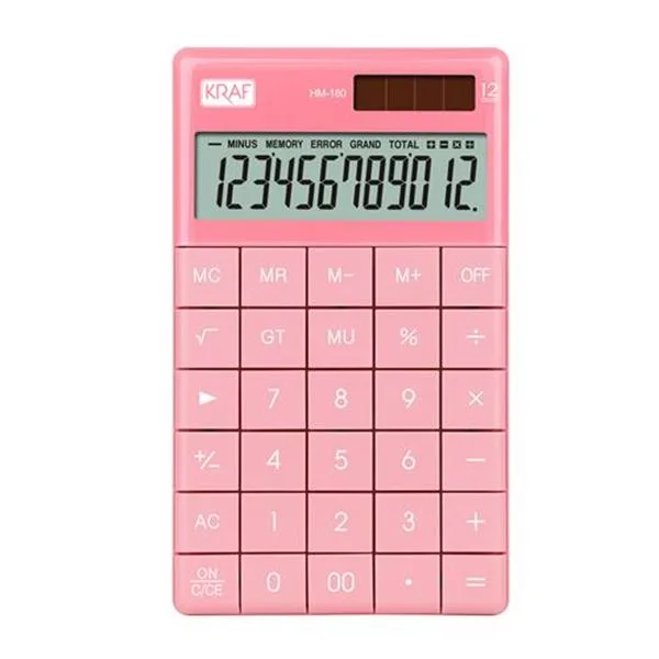 Masaüstü Hesap Makinesi 12Hn Kraf Hm-180 Pk Pembe