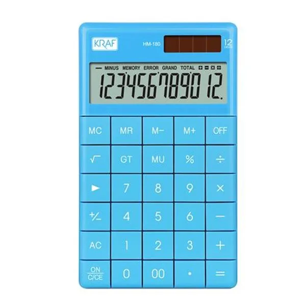 Masaüstü Hesap Makinesi 12Hn Kraf Hm-180 Bl Mavi