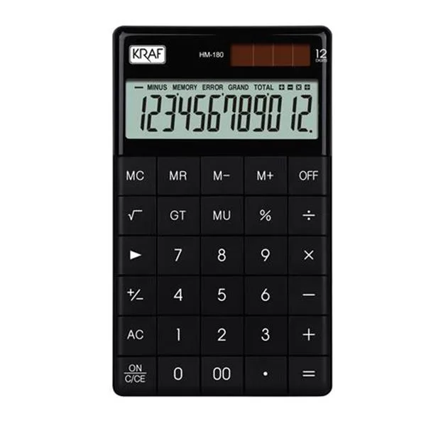 Masaüstü Hesap Makinesi 12Hn Kraf Hm-180 Bk Siyah