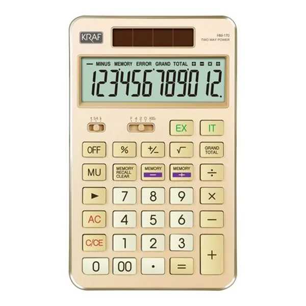 Masaüstü Hesap Makinesi 12Hn Kraf Hm-170 Gd Altın