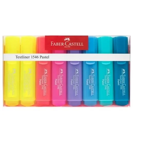 Fosforlu Kalem Seti Faber Castell 1546 8 Li Poşet Pastel Renkler