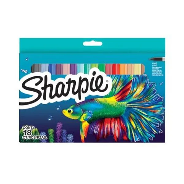 Permanent Markör Seti Sharpie 2201230 Plastik Gövde Balık 18 Li