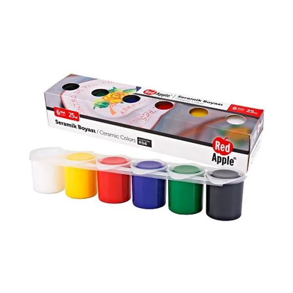 Seramik Boyası 6 Renk Red Apple Rs6 25Ml