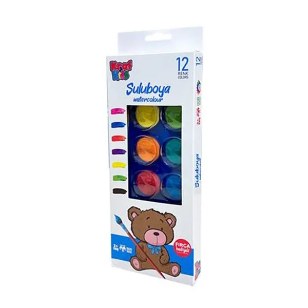 Sulu Boya 12 Renk Büyük Kraf Kids Kk600