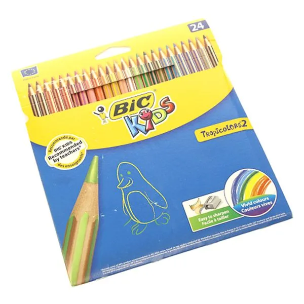Kuru Boya 24 Renk Tam Boy Bic Tropıcolors 832568 Karton Kutu
