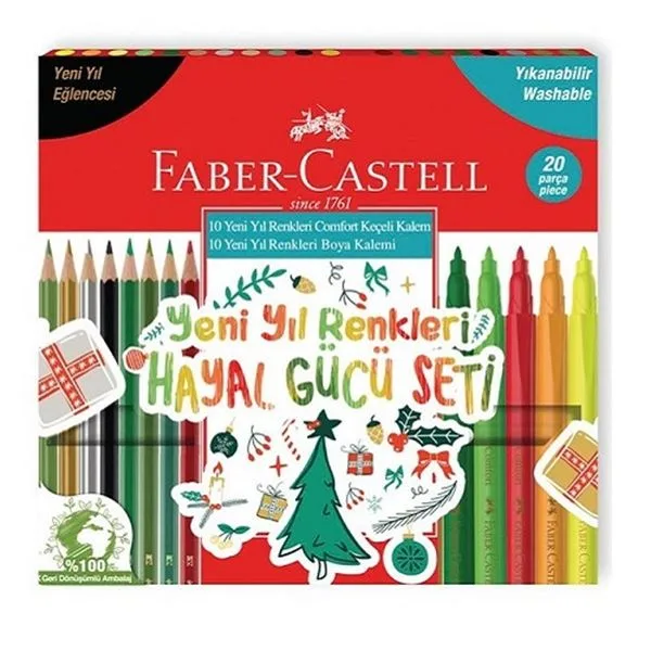 Boya Seti Faber Castell Yeni Yıl Renkleri Hayal Gücü 20 Li (10 Keçeli+10 K.Boya) 5178000108