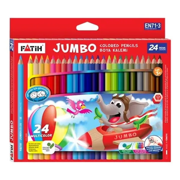 Kuru Boya 24 Renk Tam Boy Jumbo Fatih 33350 Karton Kutu (33424