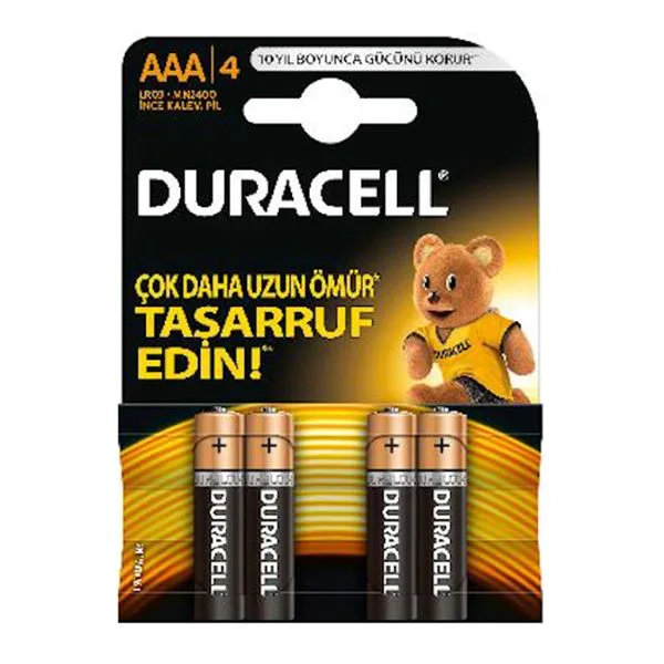 Pil Kalem Ince Alkalin Aaa Duracell 3A4 4Lü