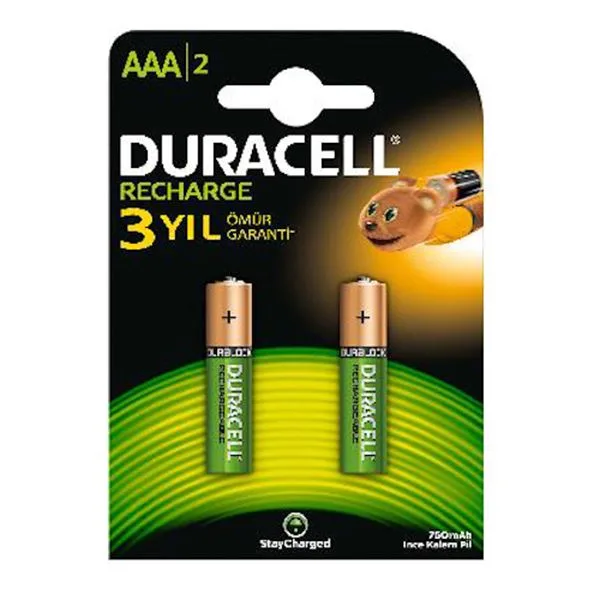 Pil Kalem Ince Şarjlı Aaa Duracell 750 Mah 2Li