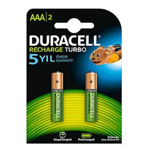 Pil Kalem Ince Şarjlı Aaa Duracell 900 Mah 2Lı