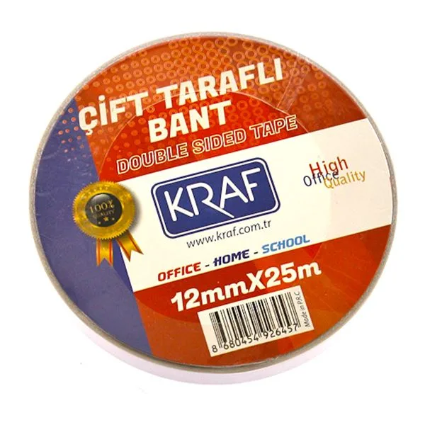 Çift Taraflı Bant 12 Mm 25 Mt Kraf 2512G