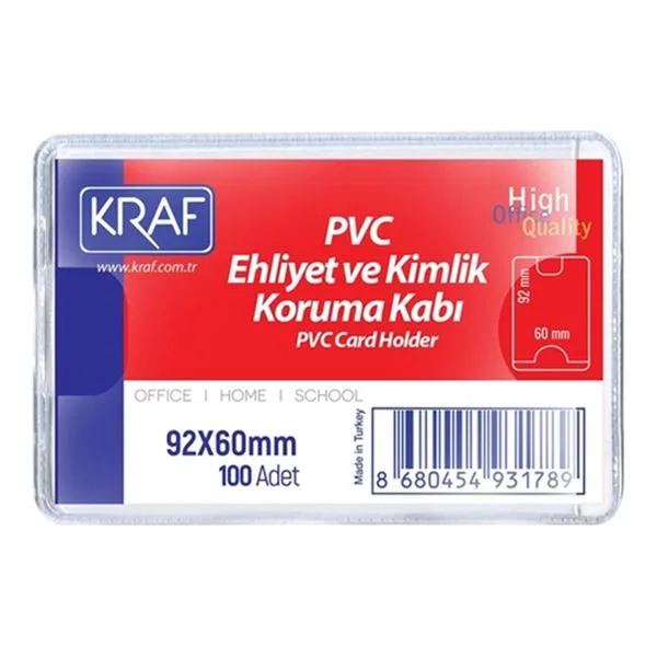 Yaka Kartı Pvc Poşet Yatay Kraf 92X60 Şeffaf(Kimlik/Ehliyet Kabı) 100 Lü