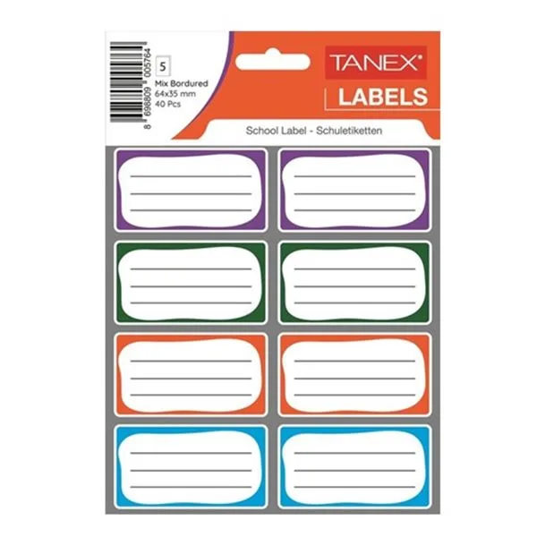 Okul Etiketi Tanex Brd-7004 Bordürlü Karışık 5 Li
