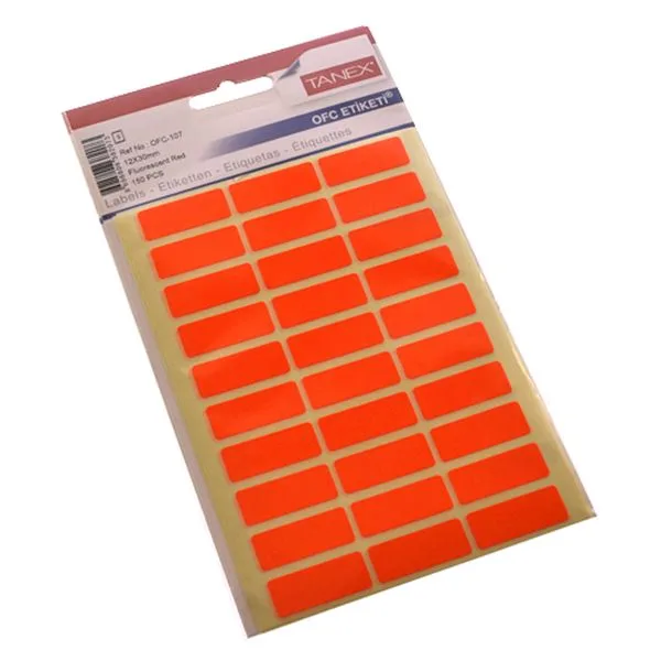 Okul Etiketi Tanex Ofc-107 12Mmx30mm Fosforlu Renkli