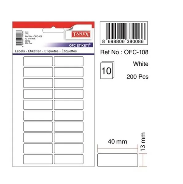 Okul Etiketi Tanex Ofc-108 13Mmx40mm