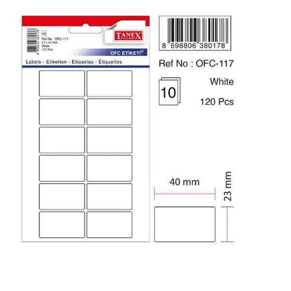 Okul Etiketi Tanex Ofc-117 23Mmx40mm