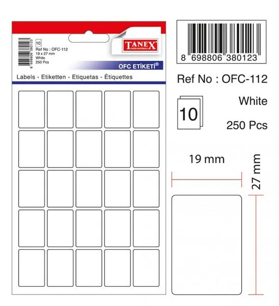 Okul Etiketi Tanex Ofc-112 19Mmx27 Mm