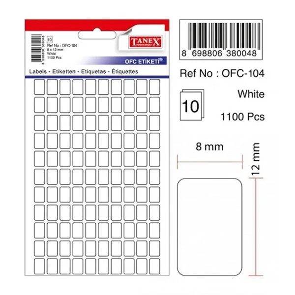 Okul Etiketi Tanex Ofc-104 8Mmx12mm