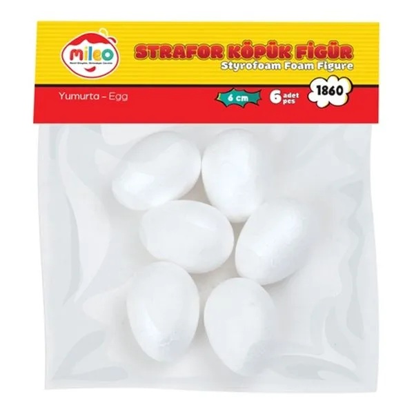 Köpük Yumurta Mileo 1860 6 Cm 6Lı (Strafor