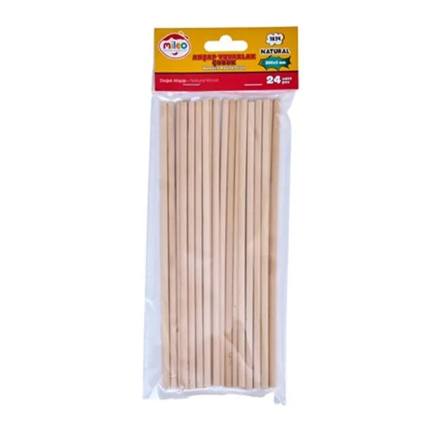 Ahşap Yuvarlak Çubuk Mileo 1834 24 Lü Naturel