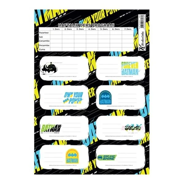 Okul Etiketi Keskin Color 220130-09 Batman Ders Programlı 3 Lü