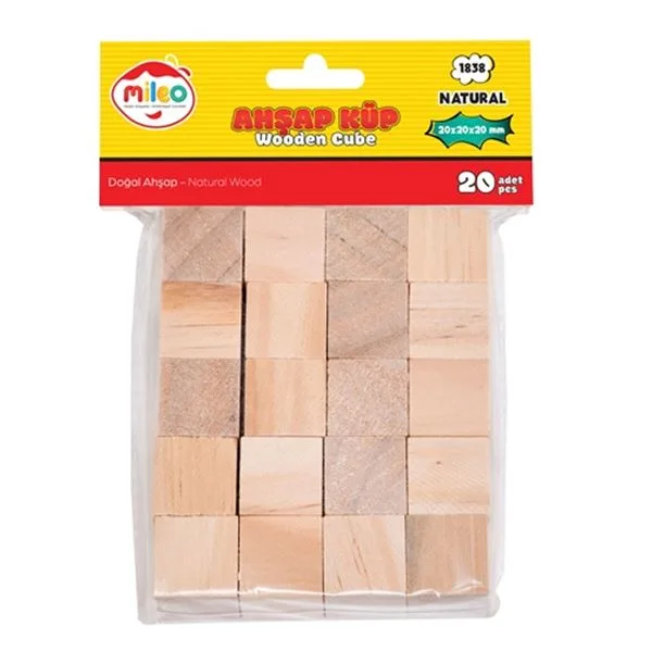 Ahşap Küp Blok Mileo 1838 20 Li Naturel