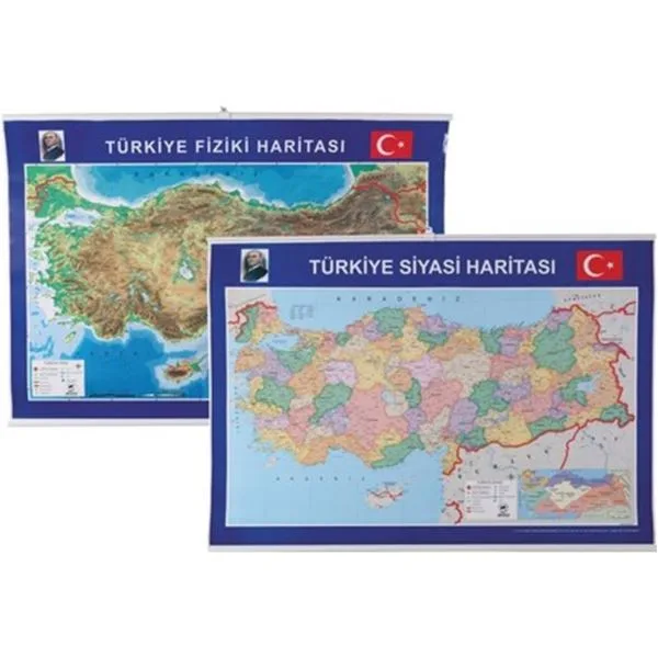 Türkiye Haritası Fiziki+Siyasi 70X100 Gülpaş 999 Çift Taraflı