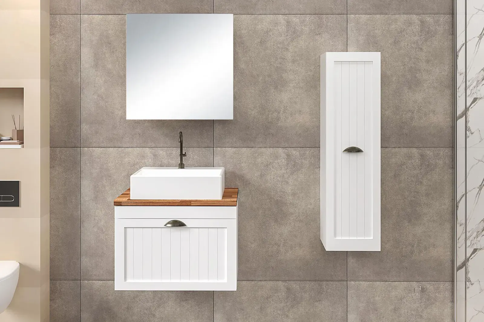 65 cm Aren Banyo Dolabı + 30 cm Aren Boy Dolabı