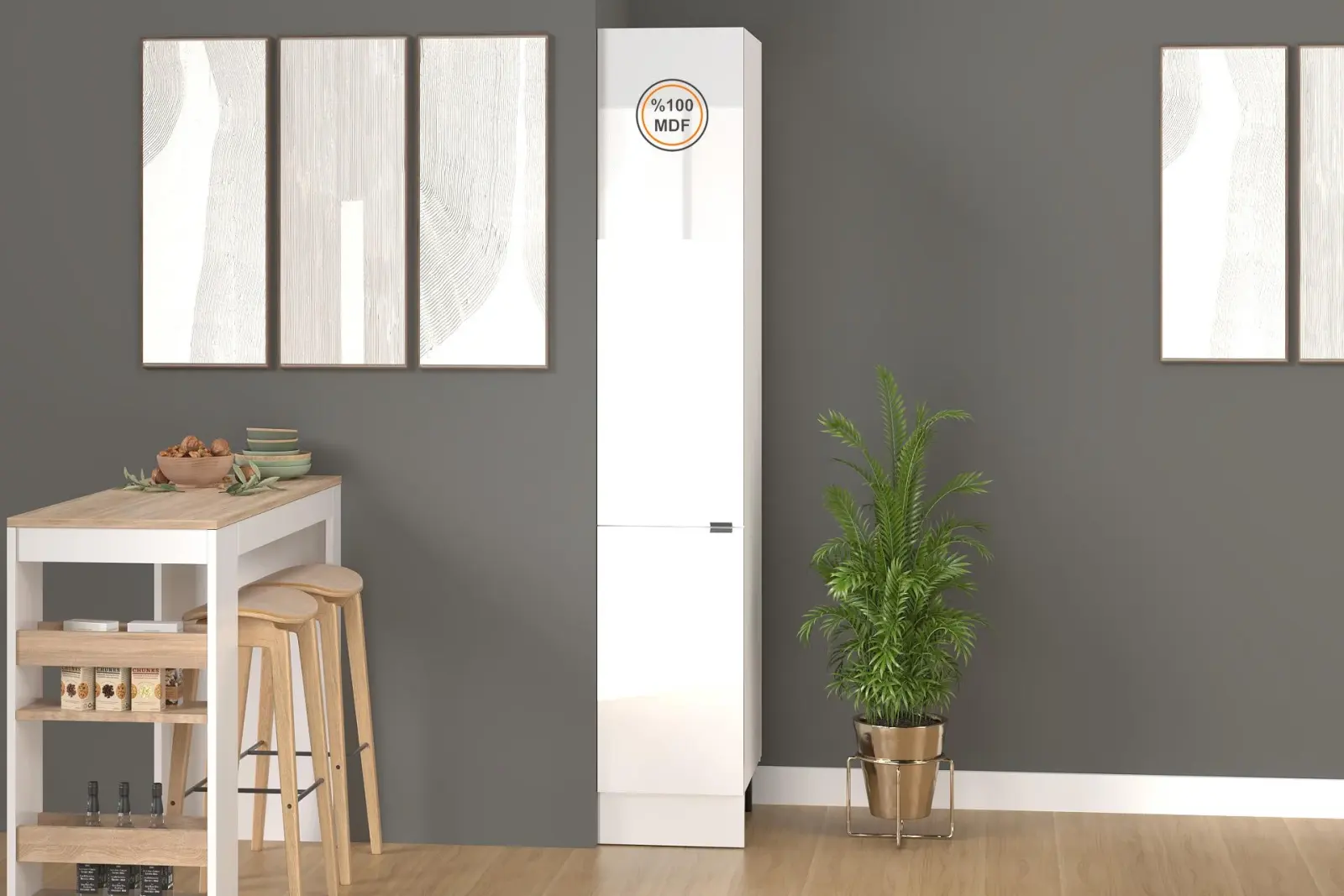 40 cm %100 MDF Efil Boy Dolabı, Kiler Dolabı, Çok Amaçlı Dolap