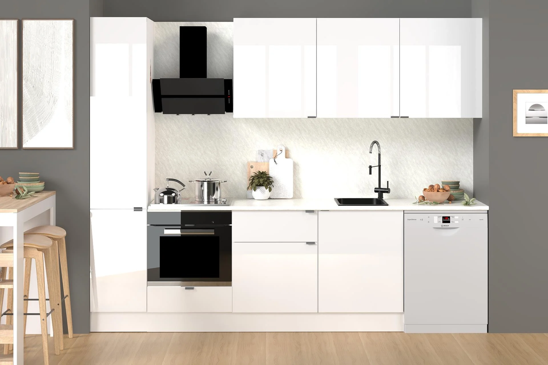 280 cm %100 MDF Tezgahlı Efil Ankastre Mutfak Dolabı