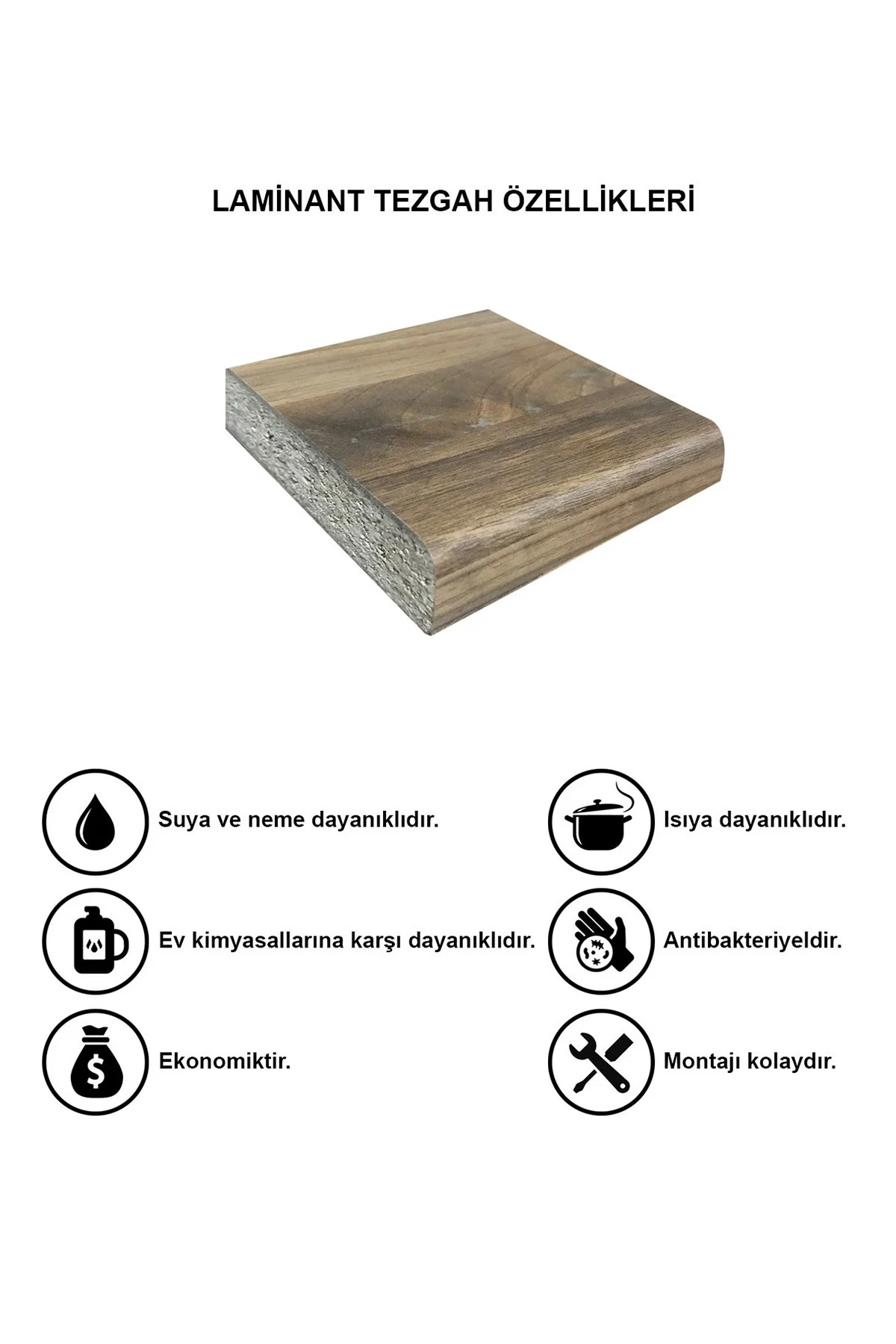 Laminant Tezgah Ahşap Desenli 221X60X28