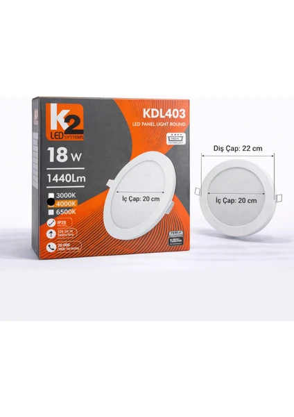K2 KDL403 LED Sıva Altı Yuvarlak Panel LED