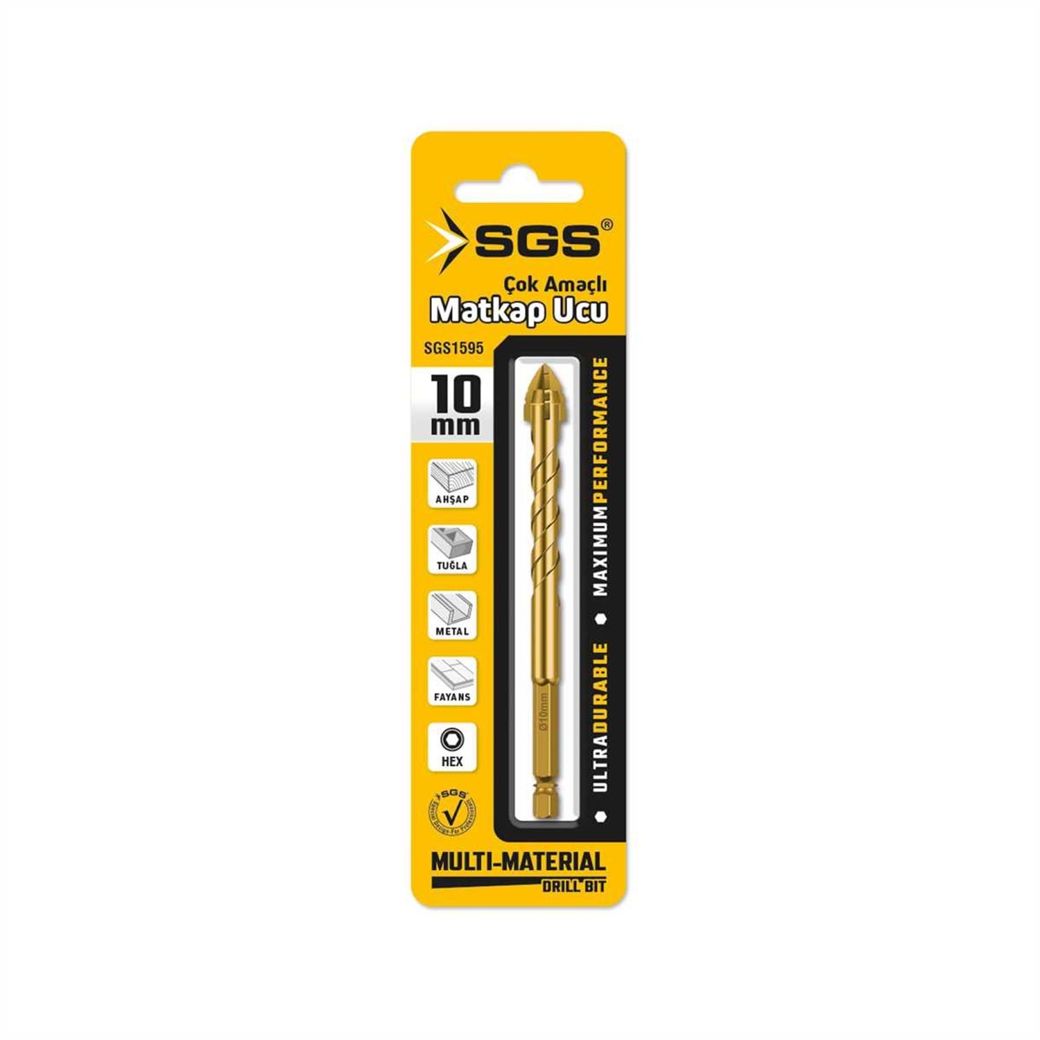 Sgs Bits Saplı Delme Çok Amaçlı Matkap Ucu 10mm