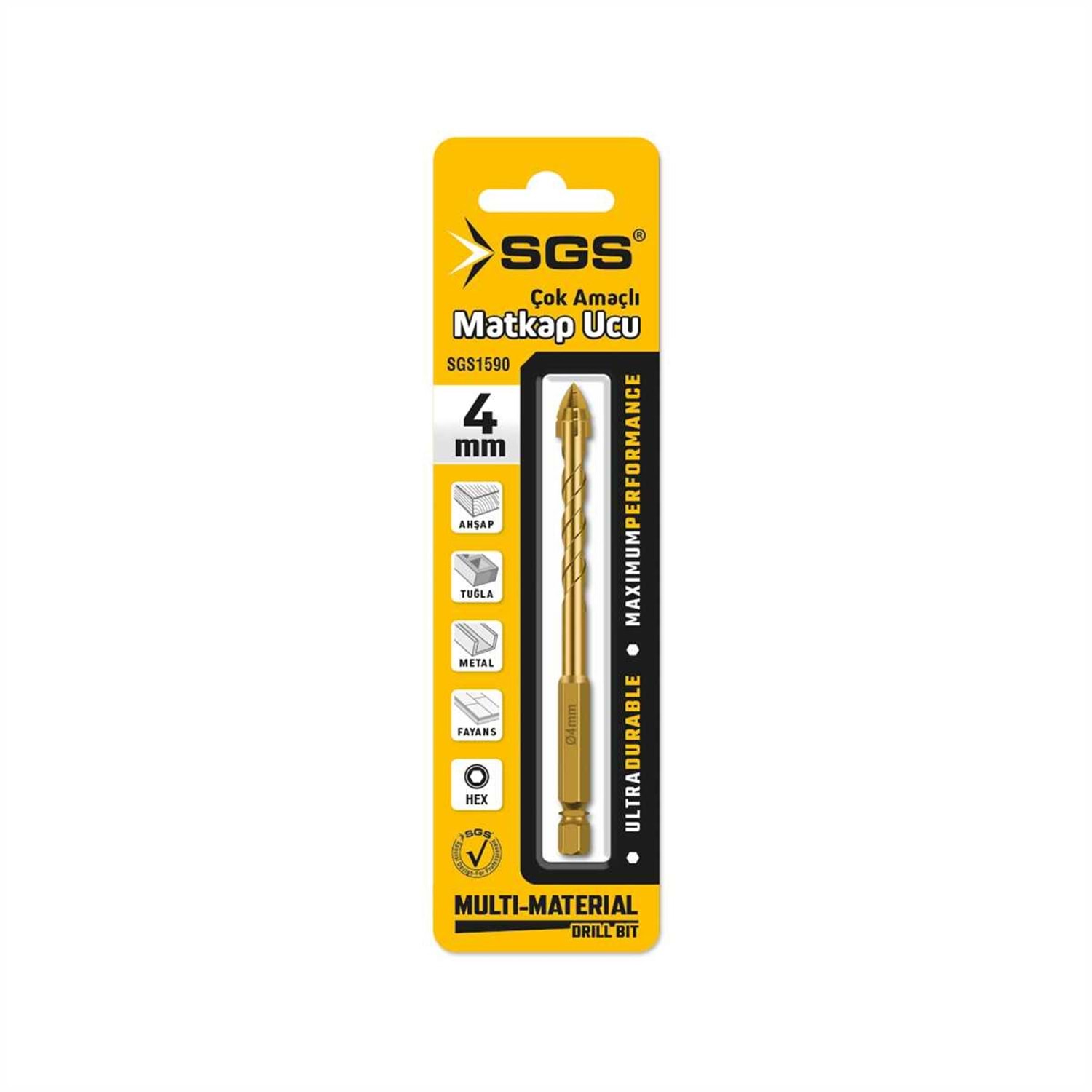 Sgs Bits Saplı Delme Çok Amaçlı Matkap Ucu 4mm